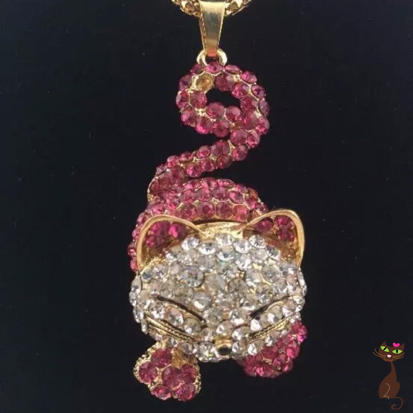 Pink Kitty Rhinestone Pendant - Nudie Patooties