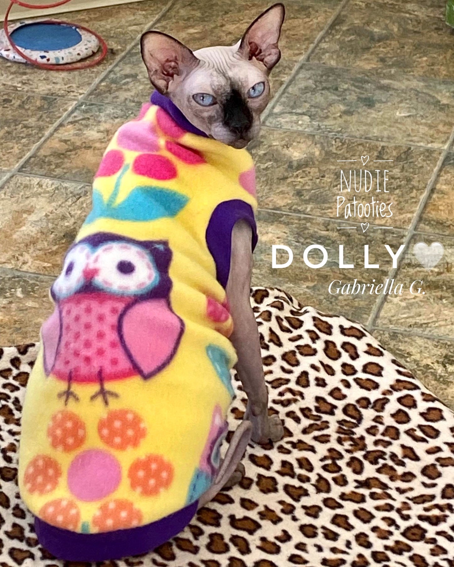 Yellow Fleece "Flower Power Owl"