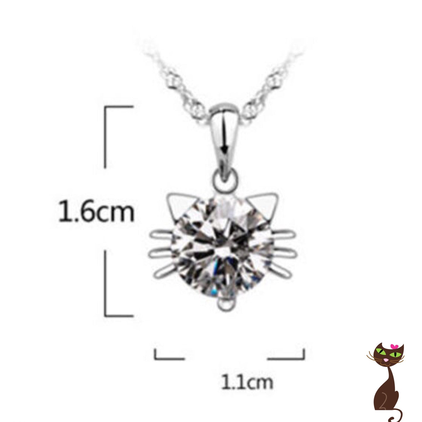Rhinestone Cat Face Necklace - Nudie Patooties