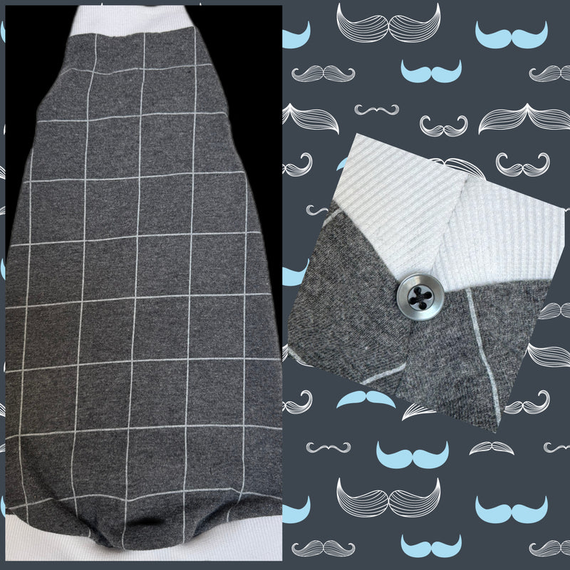 Gray and White Windowpane w/Button
