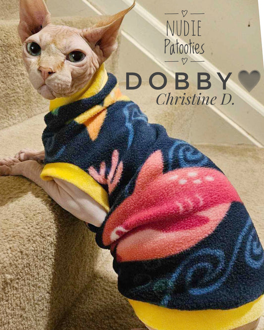Sphynx cat and kitten warm and soft fleece shirt.  Sphynx cat clothes.