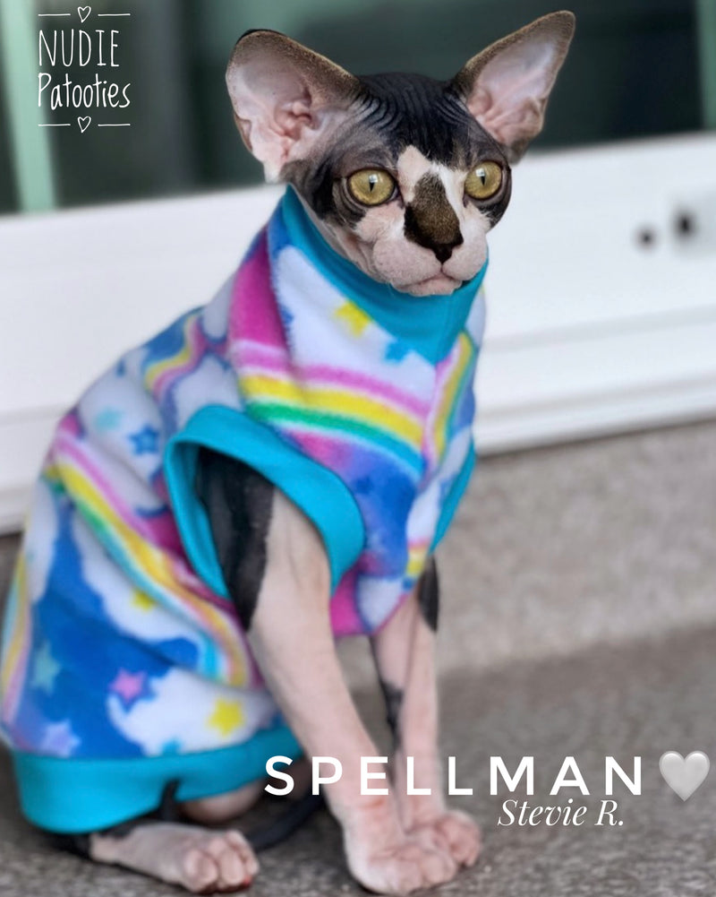Sphynx cat and kitten fleece shirt.  sphynx cat clothes