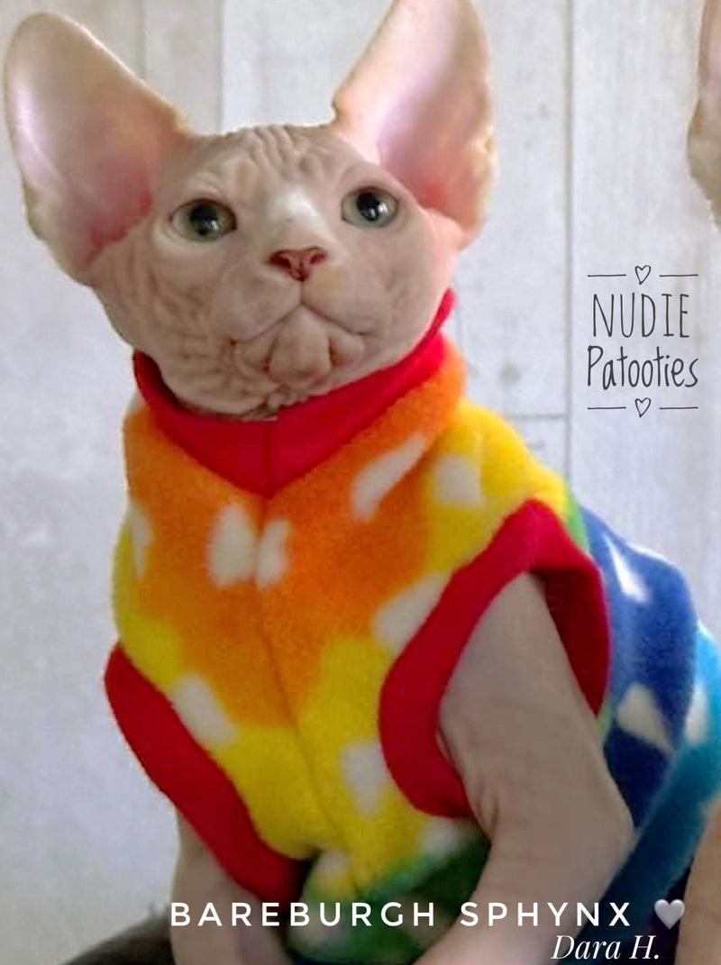 Sphynx cat and kitten fleece shirt.  sphynx cat clothes