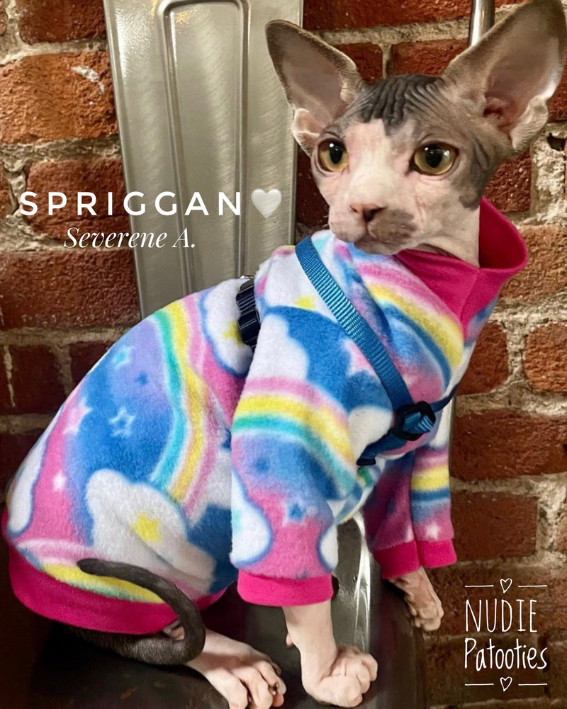 Sphynx cat and kitten fleece shirt.  sphynx cat clothes