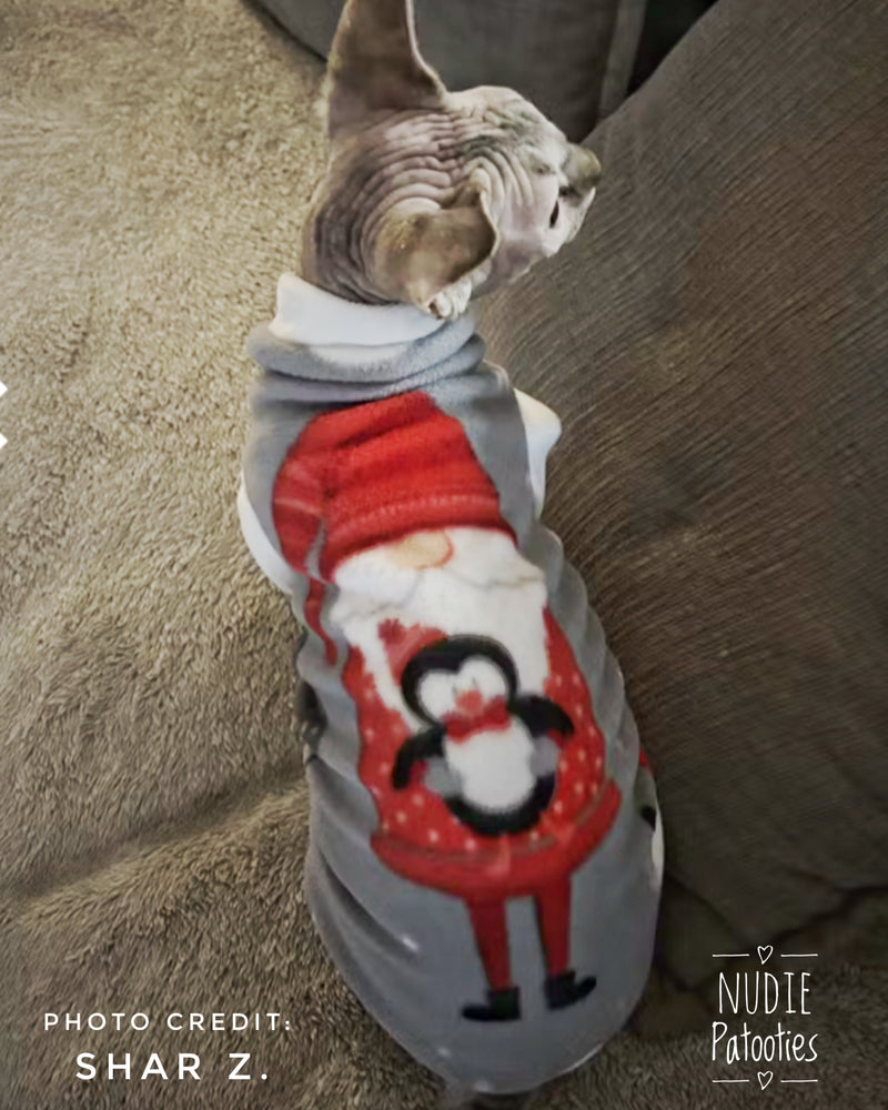 Gnome on Gray Fleece “Gnome for the Holiday”