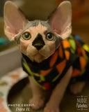 Sphynx cat and kitten fleece shirt.  Sphynx cat clothes.