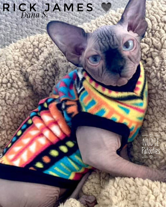 Warm sphynx cat and kitten fleece shirt sweater.  Sphynx cat clothes. 