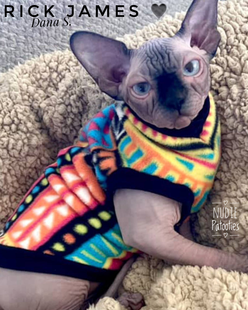 Warm sphynx cat and kitten fleece shirt sweater.  Sphynx cat clothes. 