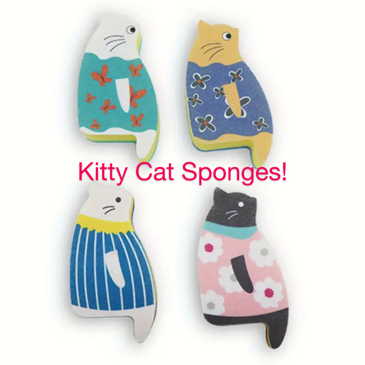 Set of 4, Adorable Cat Sponges