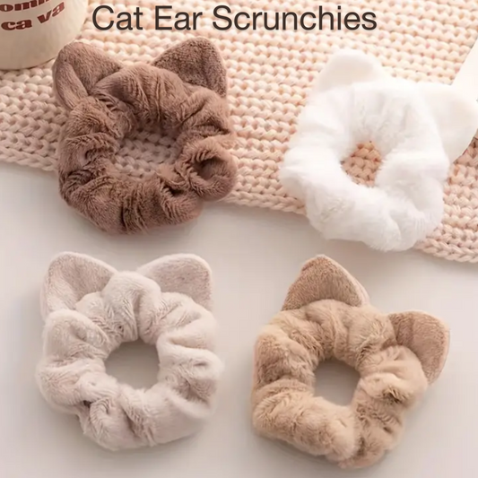 Set of Four, Cat Ear Scrunchies