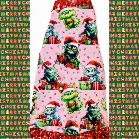 Grinchy Cat Christmas shirt.  Best sphynx cat and kitten shirts, sweaters, clothes.  Sphynx cat clothes.