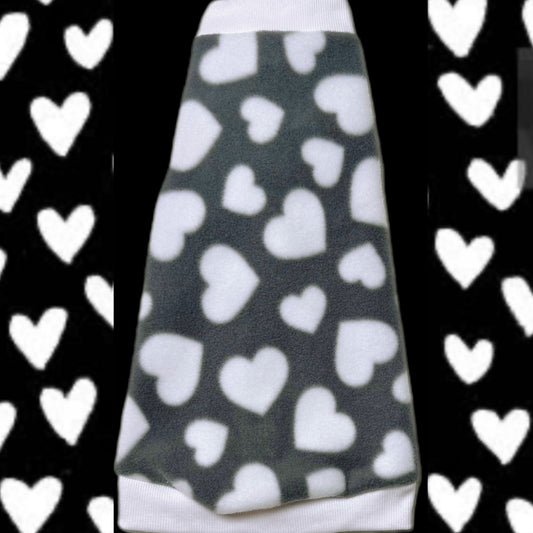 Sphynx cat and kitten warm Valentine’s fleece shirt.  Sphynx cat clothes. 