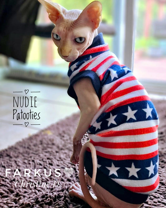 4th of July sphynx cat and kitten shirt.  Sphynx cat and kitten shirt. Best sphynx cat and kitten clothes, shirts and swag.  