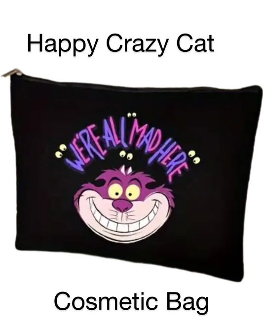 Happy Crazy Cat Cosmetic Bag