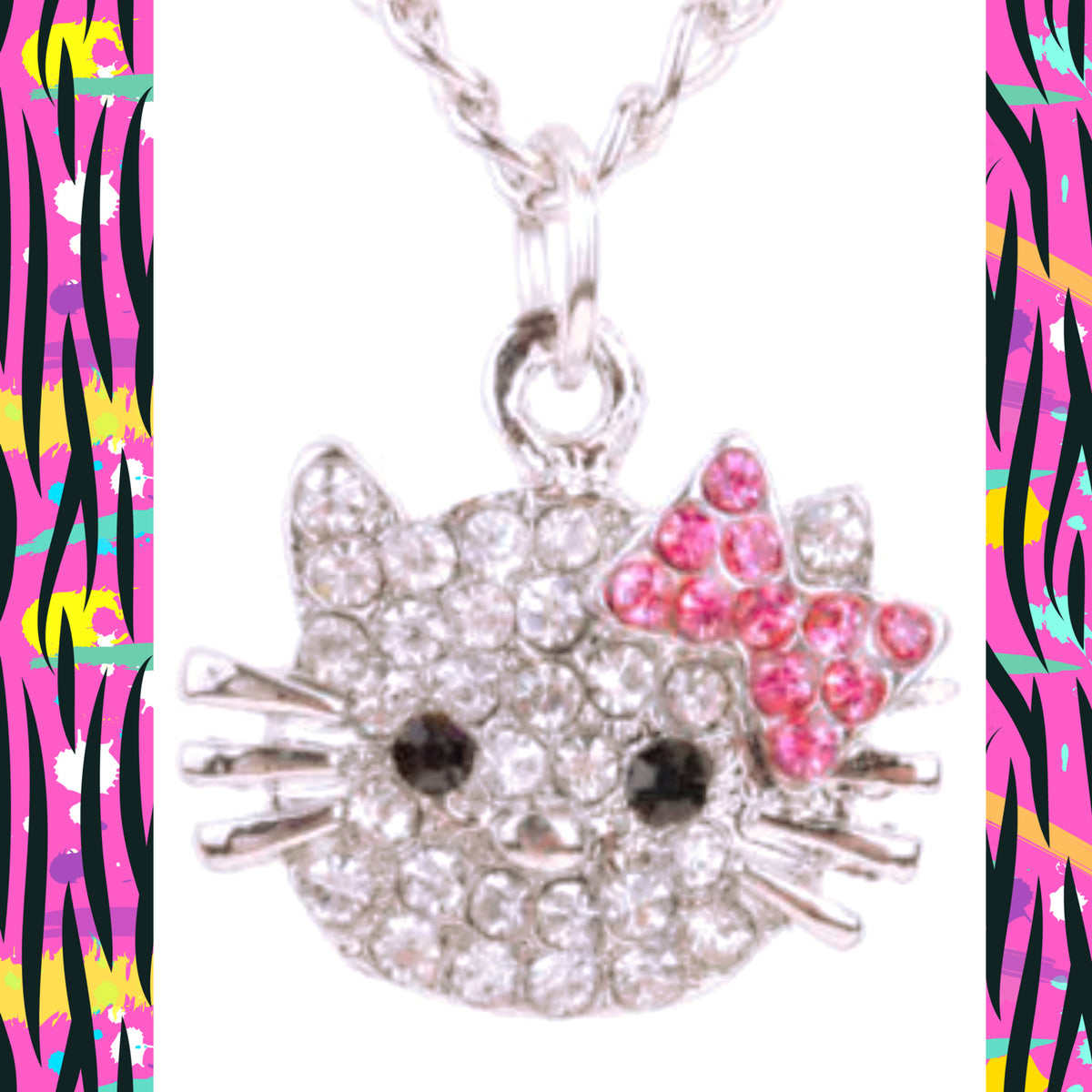 Rhinestone cat pendant for crazy cat lady and lover. 