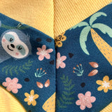Sweet Tropical Sloths w/ Yellow Rib Knit