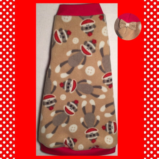 Tan and Red Sock Monkey Fleece "Cute and Comfy" - Nudie Patooties