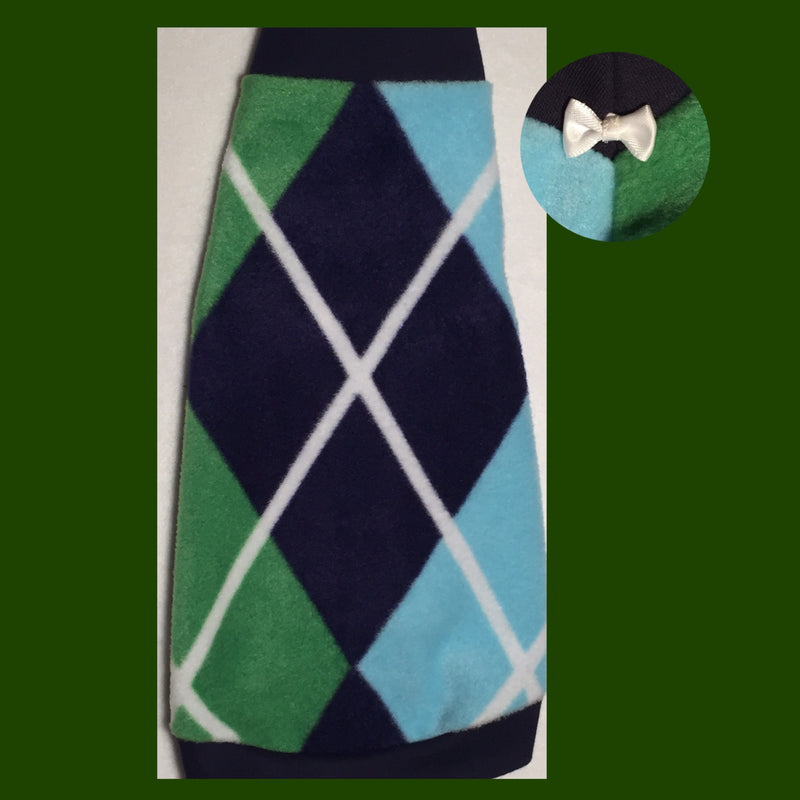 Green and Blue Argyle Fleece "Prepster" - Nudie Patooties