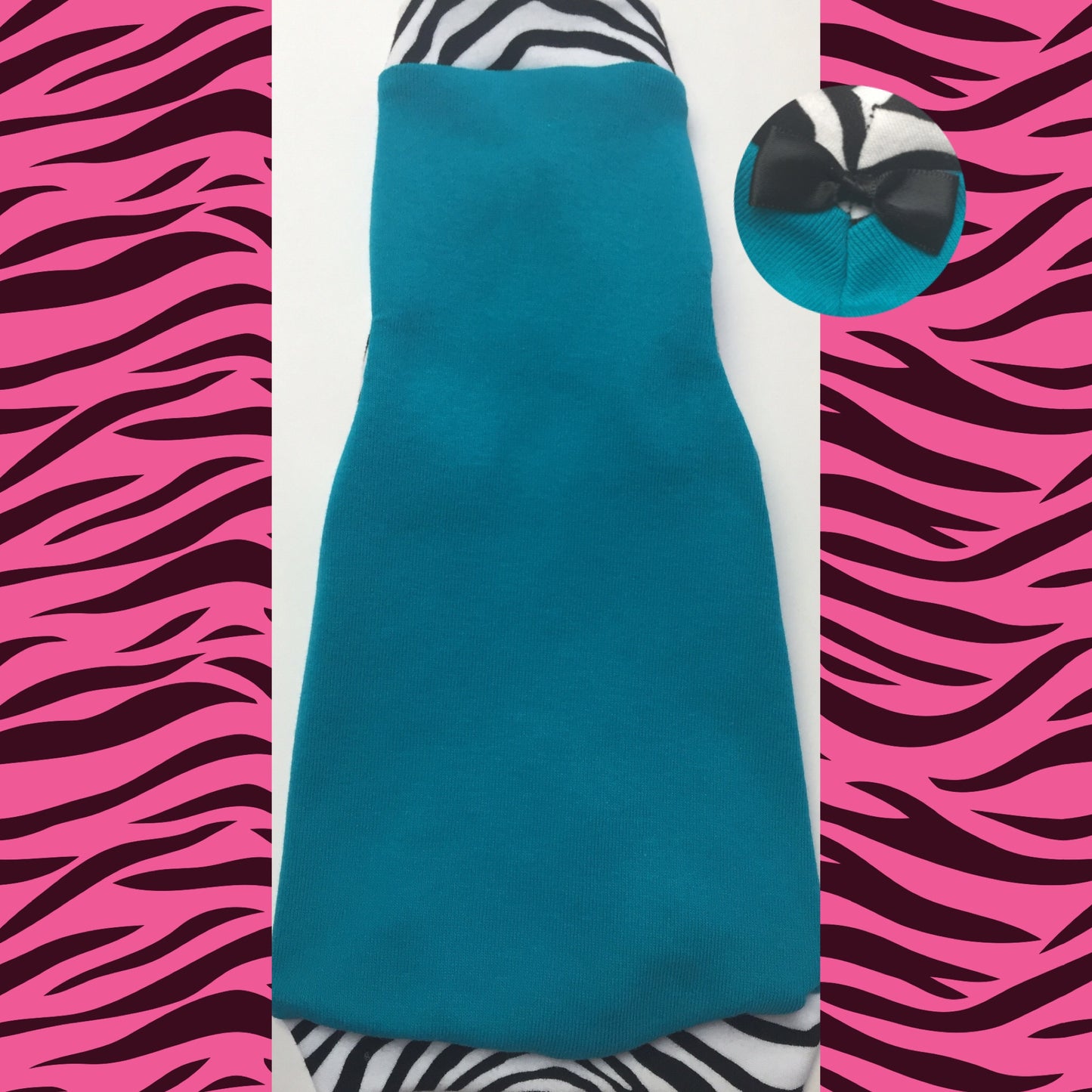 Turquoise Zebra with Bow Tie - Nudie Patooties