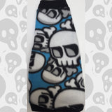 Blue Skull Fleece "Trouble with a capital T" - Nudie Patooties  Sphynx cat clothes for your sphynx cat, sphynx kitten, Donskoy, Bambino Cat, cornish rex, peterbald and devon rex cat. 