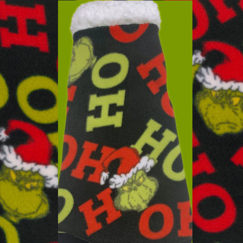 Grumpy Green Guy Fleece w/Sherpa Collar "Ho, Ho, Ho"