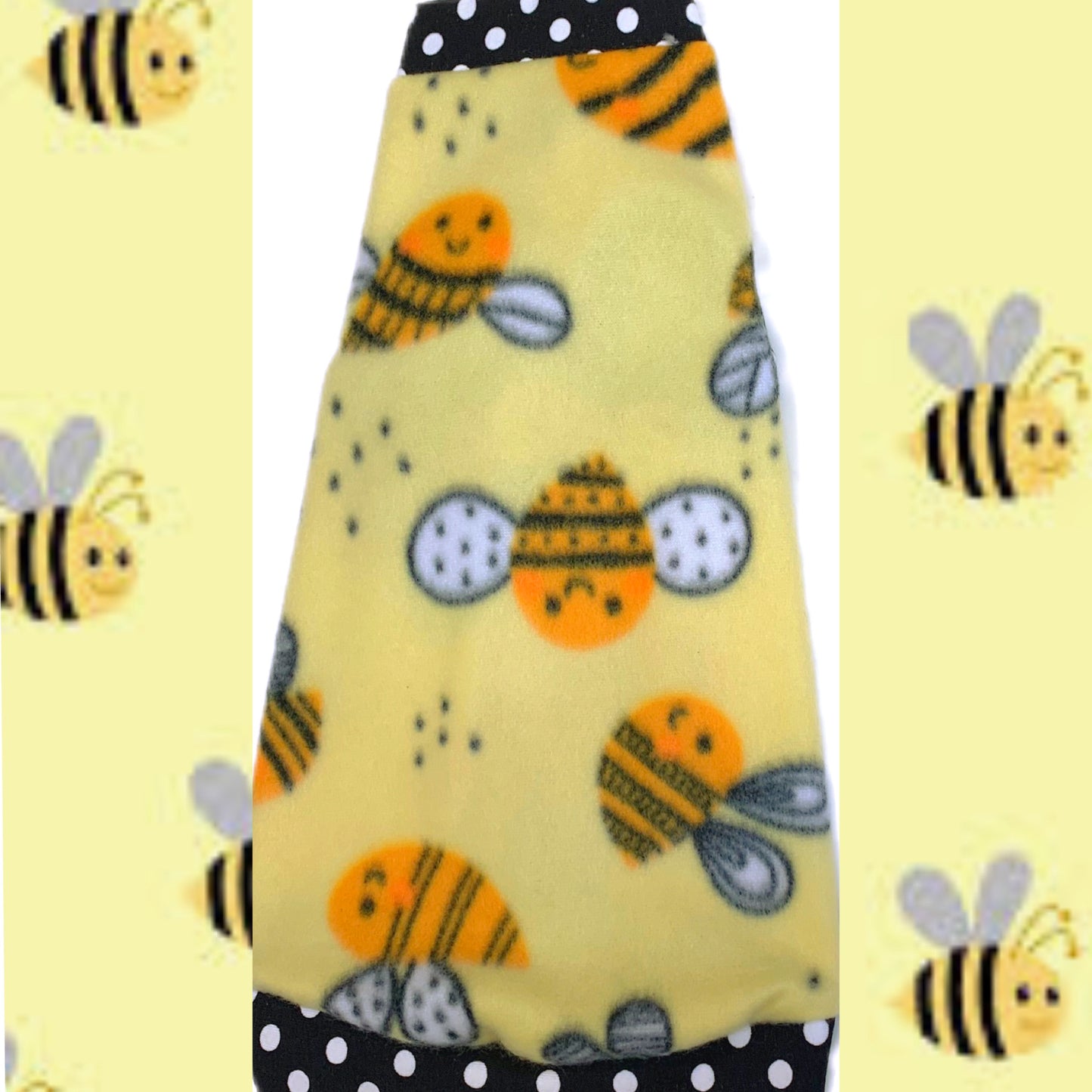 Bees & Dots on Yellow Fleece "Buzzing Bumble Bees"