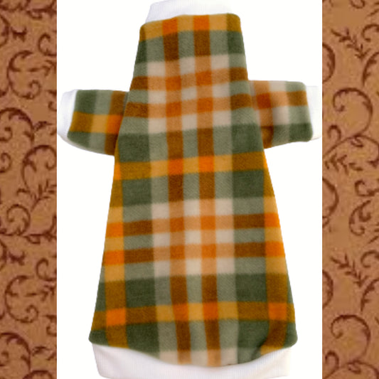 Long Sleeve Ivory, Orange & Green Plaid Fleece "The Fall Guy"