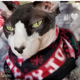 Christmas Stripe Fleece "Joy" - Nudie Patooties  Sphynx cat clothes for your sphynx cat, sphynx kitten, Donskoy, Bambino Cat, cornish rex, peterbald and devon rex cat. 