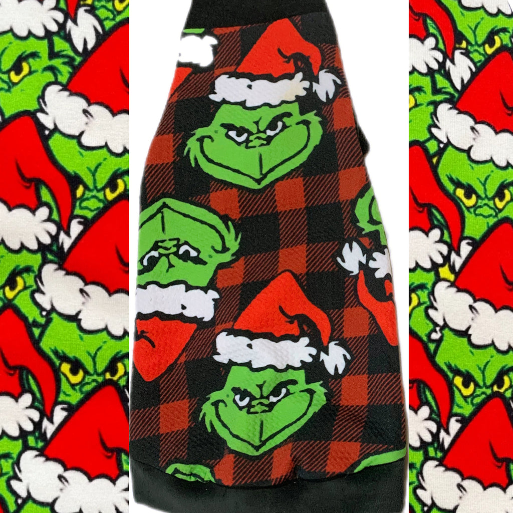 Grumpy Green Guy on Black & Red Buffalo Plaid