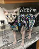 Black Sugar Skull Fleece Fleece "Live Fearlessly" - Nudie Patooties  Sphynx cat clothes for your sphynx cat, sphynx kitten, Donskoy, Bambino Cat, cornish rex, peterbald and devon rex cat. 