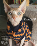 Nudie Patooties Fleece shirt for your sphynx cat, sphynx kitten, Donskoy, Bambino Cat, cornish rex, peterbald and devon rex cat.  Sphynx cat clothes, shirts and sweaters.     