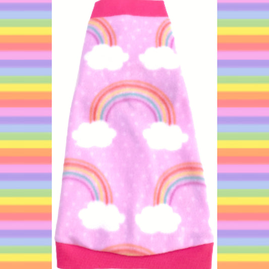 Rainbows on Pink Fleece "Rainbow in the Cloud"