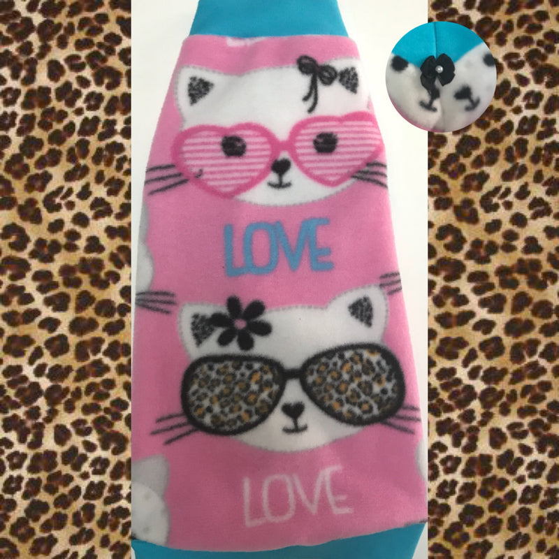 Pink Love Kitty Fleece "A Cat's Fancy" - Nudie Patooties