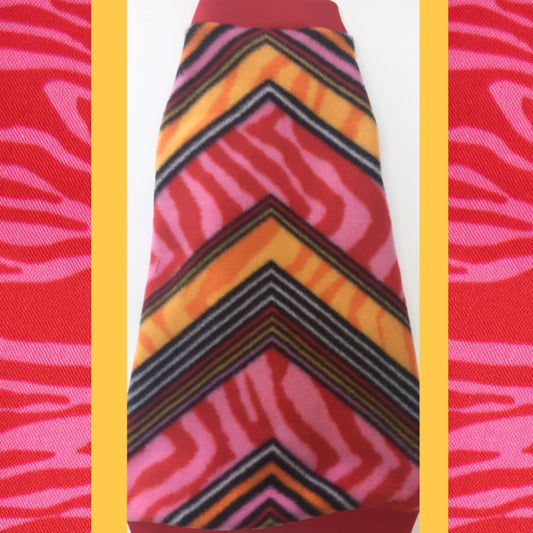 Pink and Red Chevron Fleece "Born to Party" - Nudie Patooties