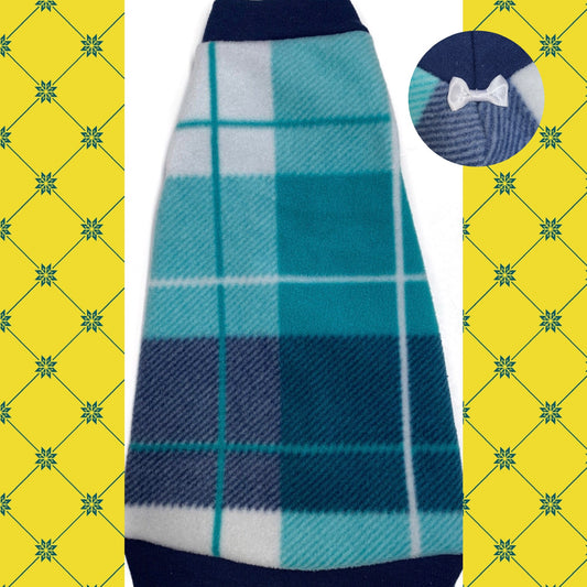 Blue Plaid Fleece "Sky is the Limit" - Nudie Patooties  Sphynx cat clothes for your sphynx cat, sphynx kitten, Donskoy, Bambino Cat, cornish rex, peterbald and devon rex cat. 