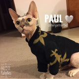 long sleeve cat shirt/ Sphynx Cat Fleece Clothes / clothes for cats/ cat overalls /cat shirt/ cat sweater/ cat sweatshirt/ pet sweater/ Sphynx cat clothes/ Sphynx clothing / cats clothes/ shirt for cat/ cat clothes/ tattoo/ skull/ designer cat clothes/ cat pjs