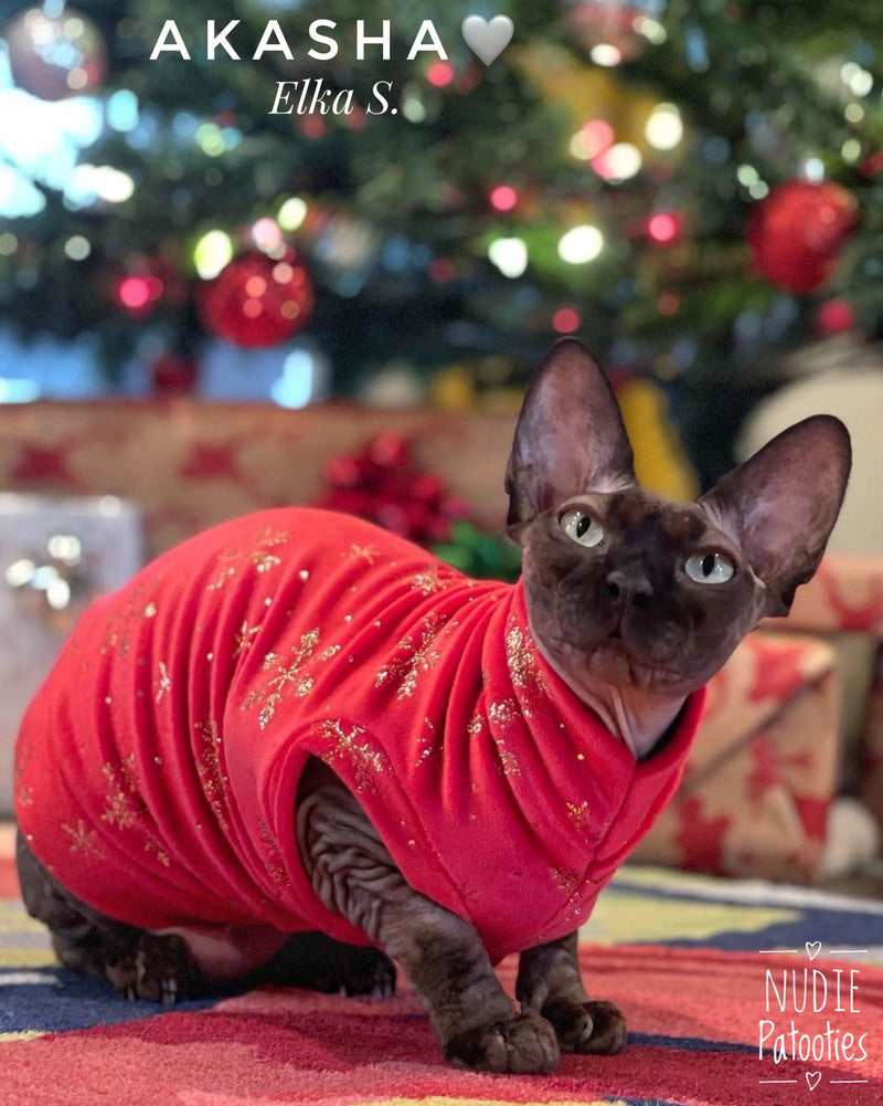 Red w/Gold Metallic Snowflakes Micro Fleece "Sparkly Snowflakes"