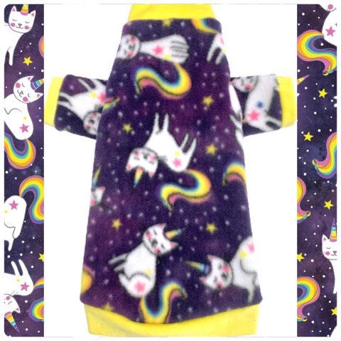 Long Sleeve Celestial Caticorns on Purple Fleece "Caticorns"