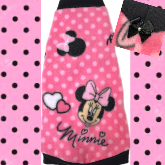 Mouse on Pink Polka Dot Fleece "Rock Dots"