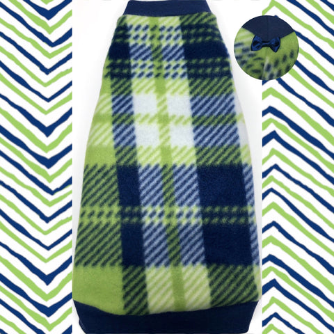 Navy and Lime Plaid Fleece "Once in a Blue Moon"