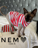 Gray, Red, & White Striped Shirt