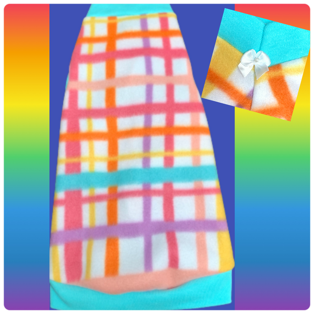 Pastel Plaid on White Fleece "Purrty Plaid"