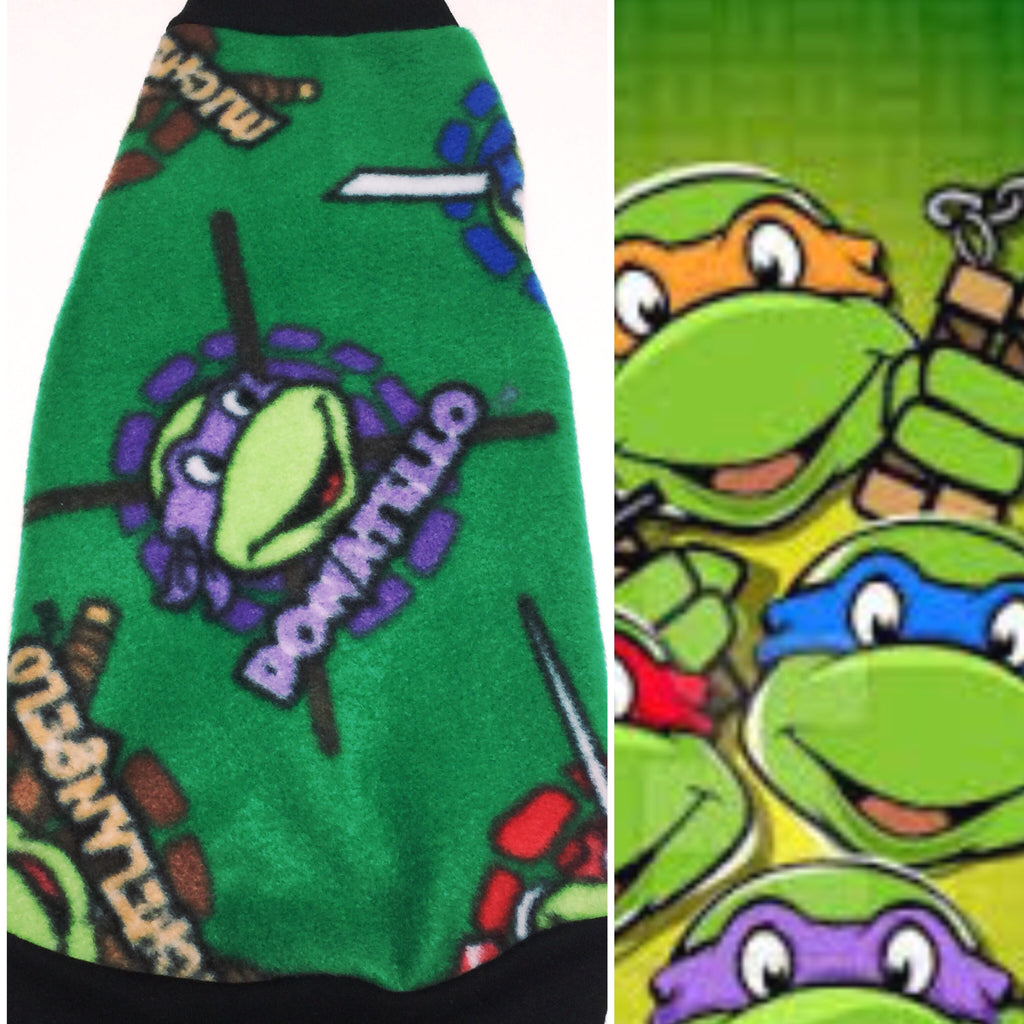 TMNT Teenage Mutant Ninja Turtles Fleece -  Nudie Patooties Fleece shirt for your sphynx cat, sphynx kitten, Donskoy, Bambino Cat, cornish rex, peterbald and devon rex cat.  Sphynx cat clothes, shirts and sweaters.  