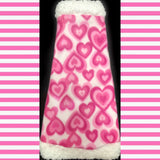 Pink and White Fleece with Sherpa Fur Collar "Stealing Hearts"