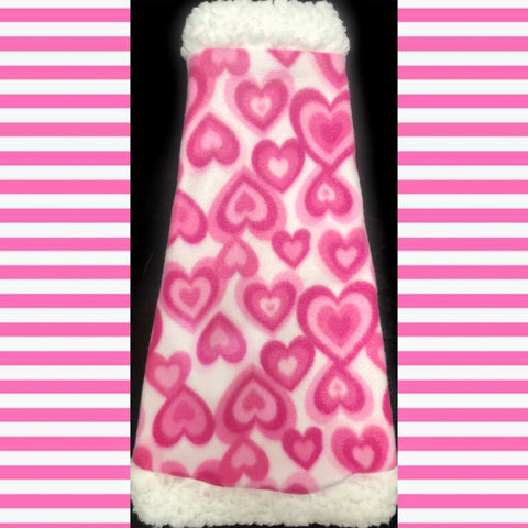 Pink and White Fleece with Sherpa Fur Collar "Stealing Hearts"
