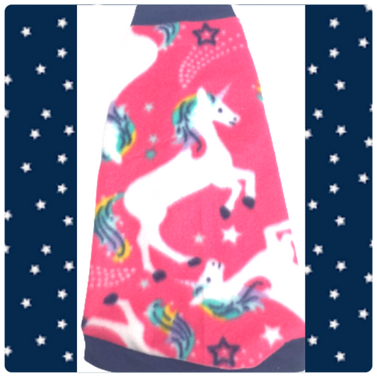 Shooting Stars & Unicorns on Pink Fleece "Make a Wish"