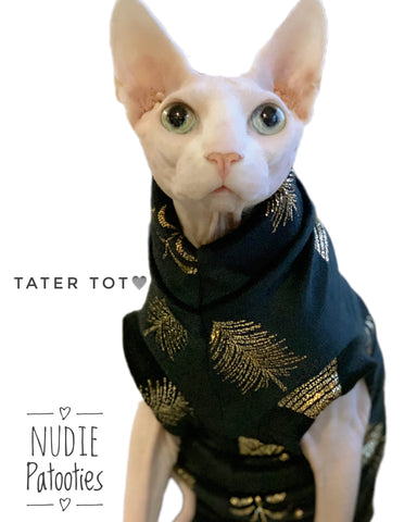 Sphynx cat and kitten fleece shirt.  Sphynx cat clothes.