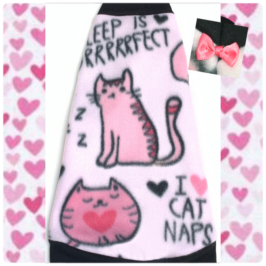 Pink Cat Fleece "Sleepy Kitty"