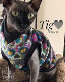 Black Sugar Skull Fleece Fleece "Live Fearlessly" - Nudie Patooties  Sphynx cat clothes for your sphynx cat, sphynx kitten, Donskoy, Bambino Cat, cornish rex, peterbald and devon rex cat. 