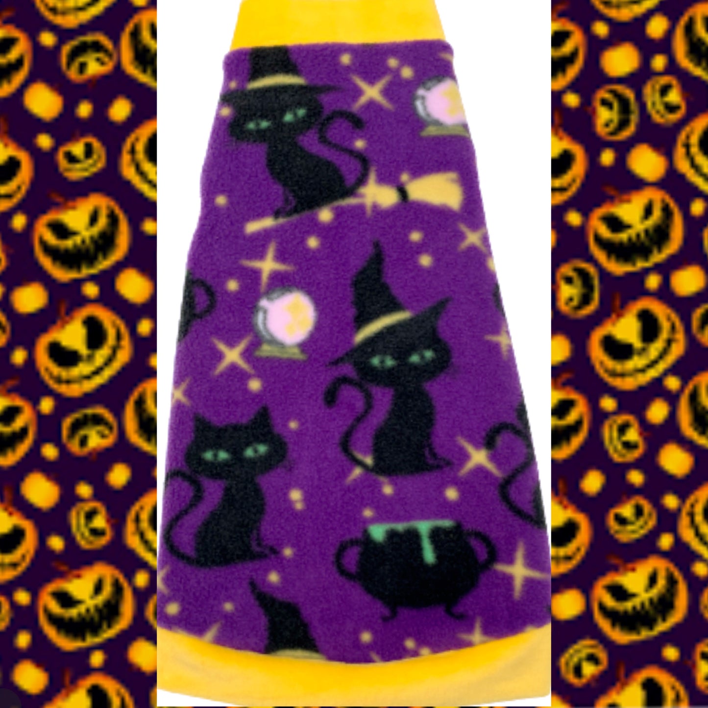 Black Cats on Purple Fleece "Witchy Kitty"